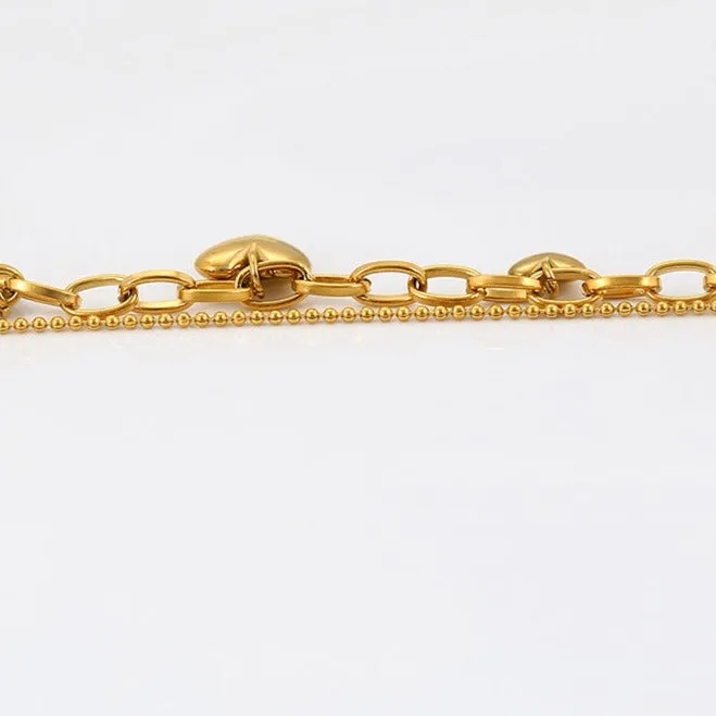 24k Gold Filled Two Layers Heart Anklet