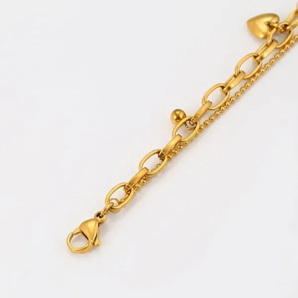 24k Gold Filled Two Layers Heart Anklet