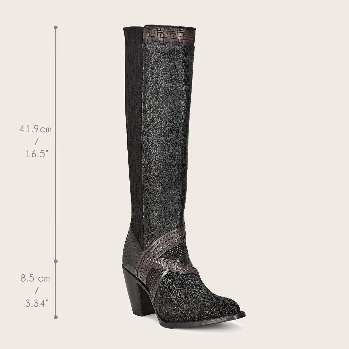 3F99MA - Cuadra black western cowgirl stingray knee high boots for women