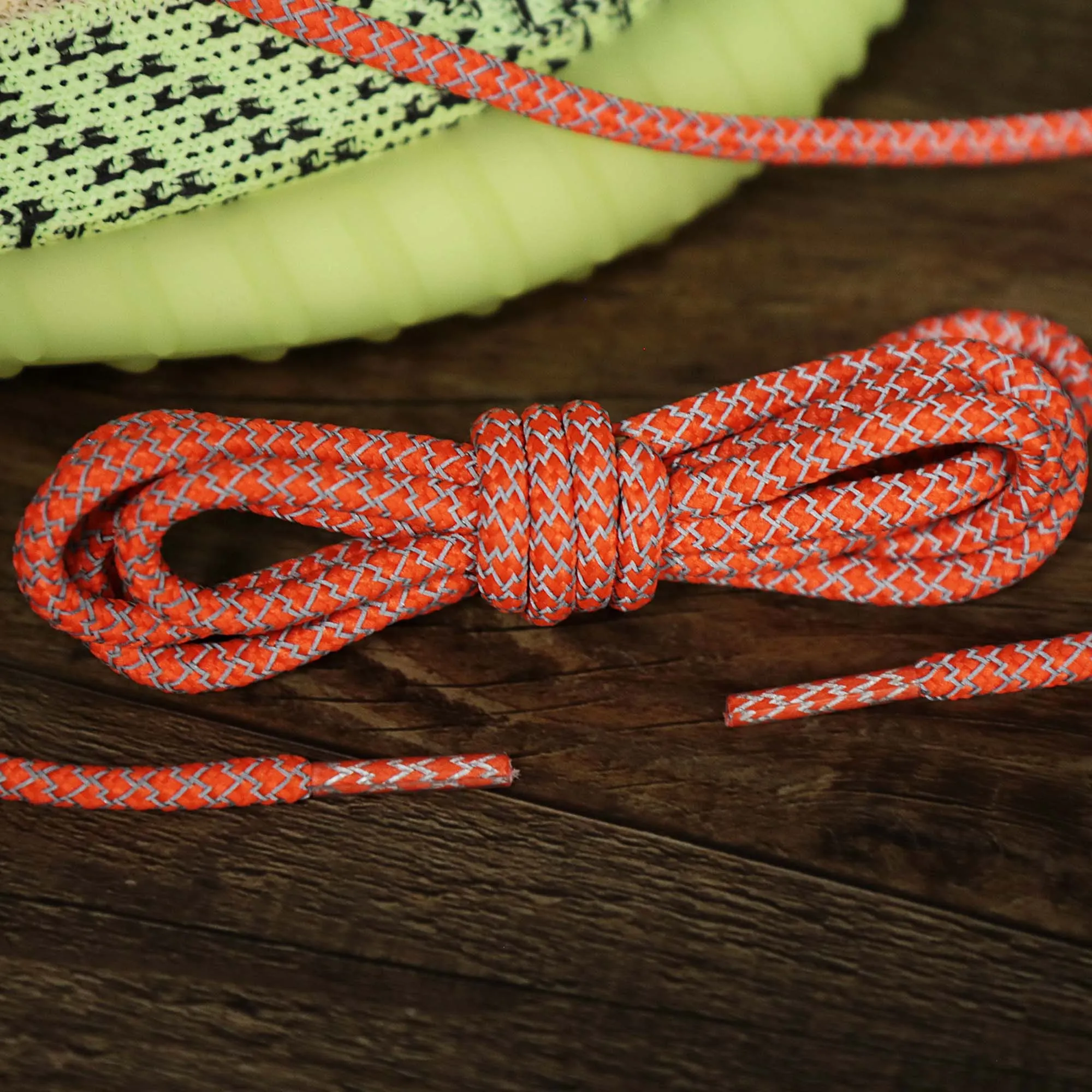 3M Reflective Orange Solid Shoelaces with Orange Aglets | 120cm Capswag