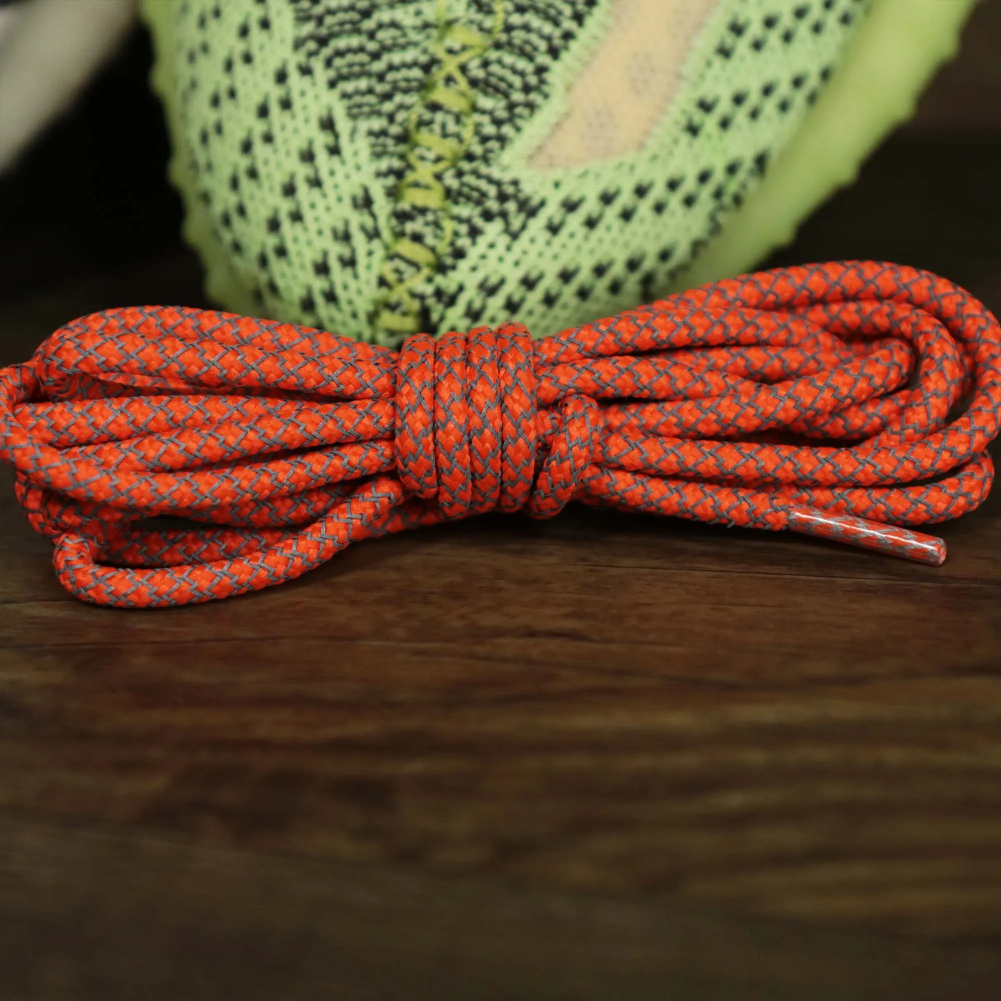 3M Reflective Orange Solid Shoelaces with Orange Aglets | 120cm Capswag