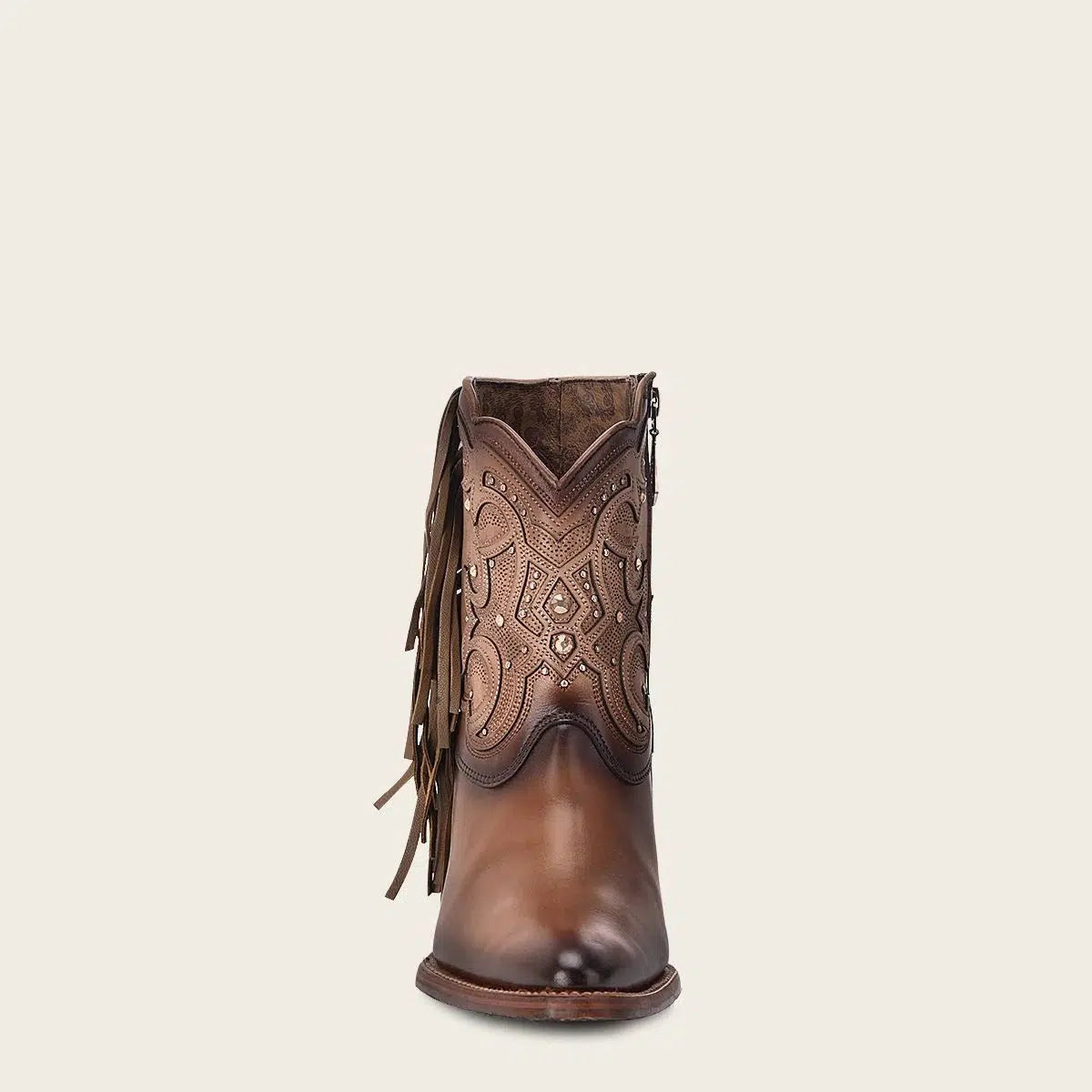 4Q07RS - Cuadra almond western cowgirl cowhide leather ankle boots for women