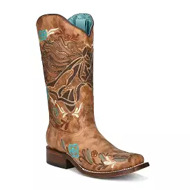 A4266 - M Corral brown western cowgirl leather boots for women