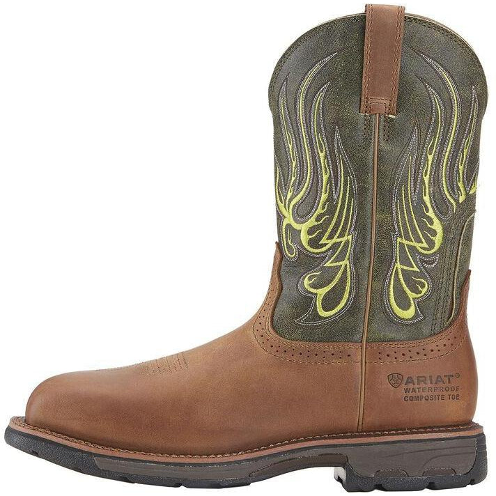 Ariat Men's WorkHog Mesteno 11 Comp Toe WP Western Work Boot- Rust - 10015400