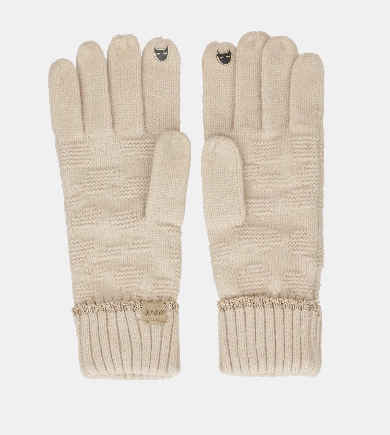 Beige knit gloves