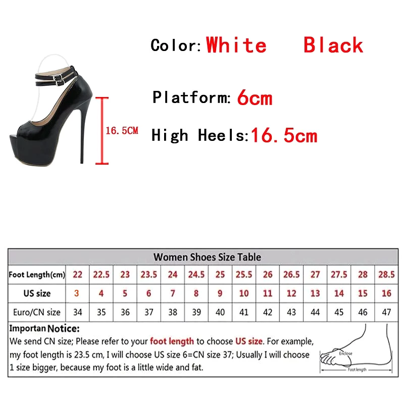 Black and White  Double Buckle Strap Platform Sandals Women Pumps