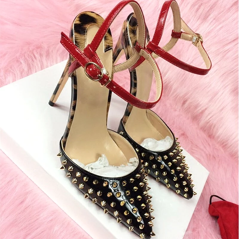 Black slingbacks rivet sandals women shoes summer shoes for women  pointed toe