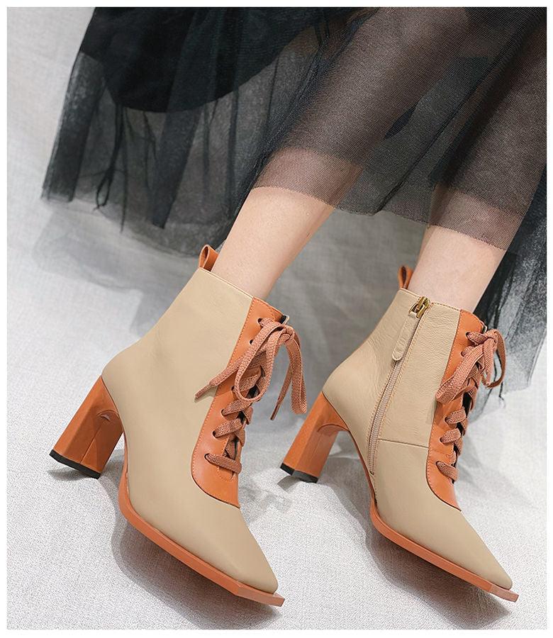 Block Lace-Up Women Boots