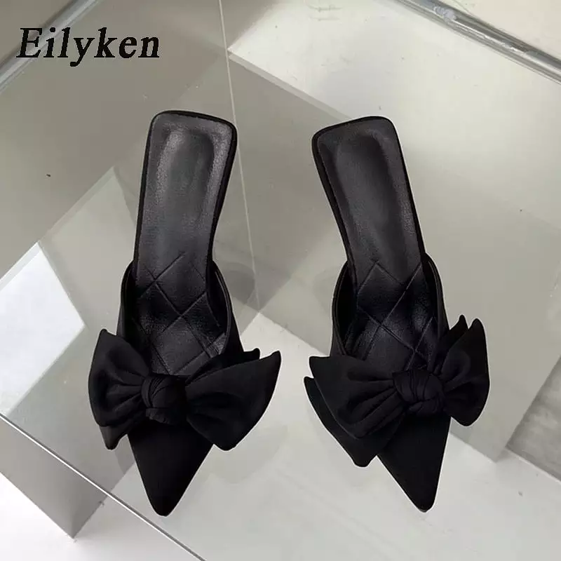 Butterfly-knot Women Slippers Sandals Shallow Pointed Toe Mules