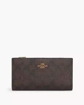 Coach Slim Zip Wallet In Signature Canvas