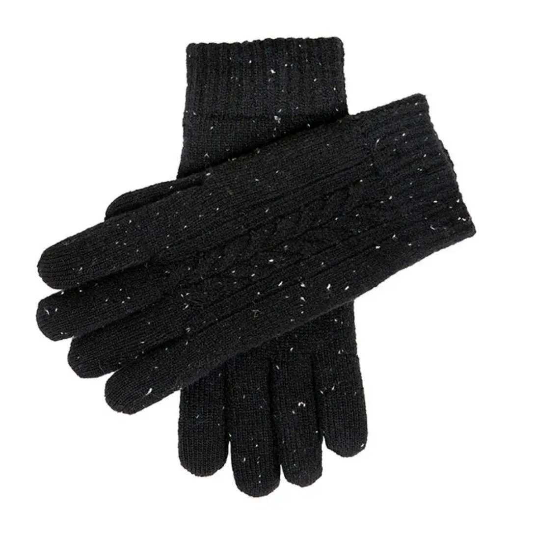 Dents Lacock Touchscreen Cable Knit Gloves with Marl Yarn 5-4584 Black