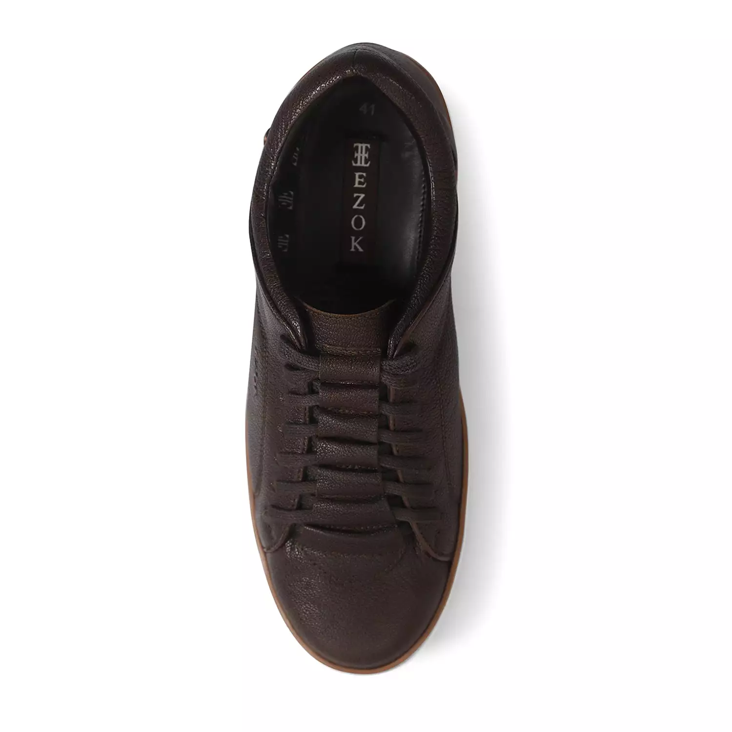 Ezok Men Brown Casual Leather Sneakers