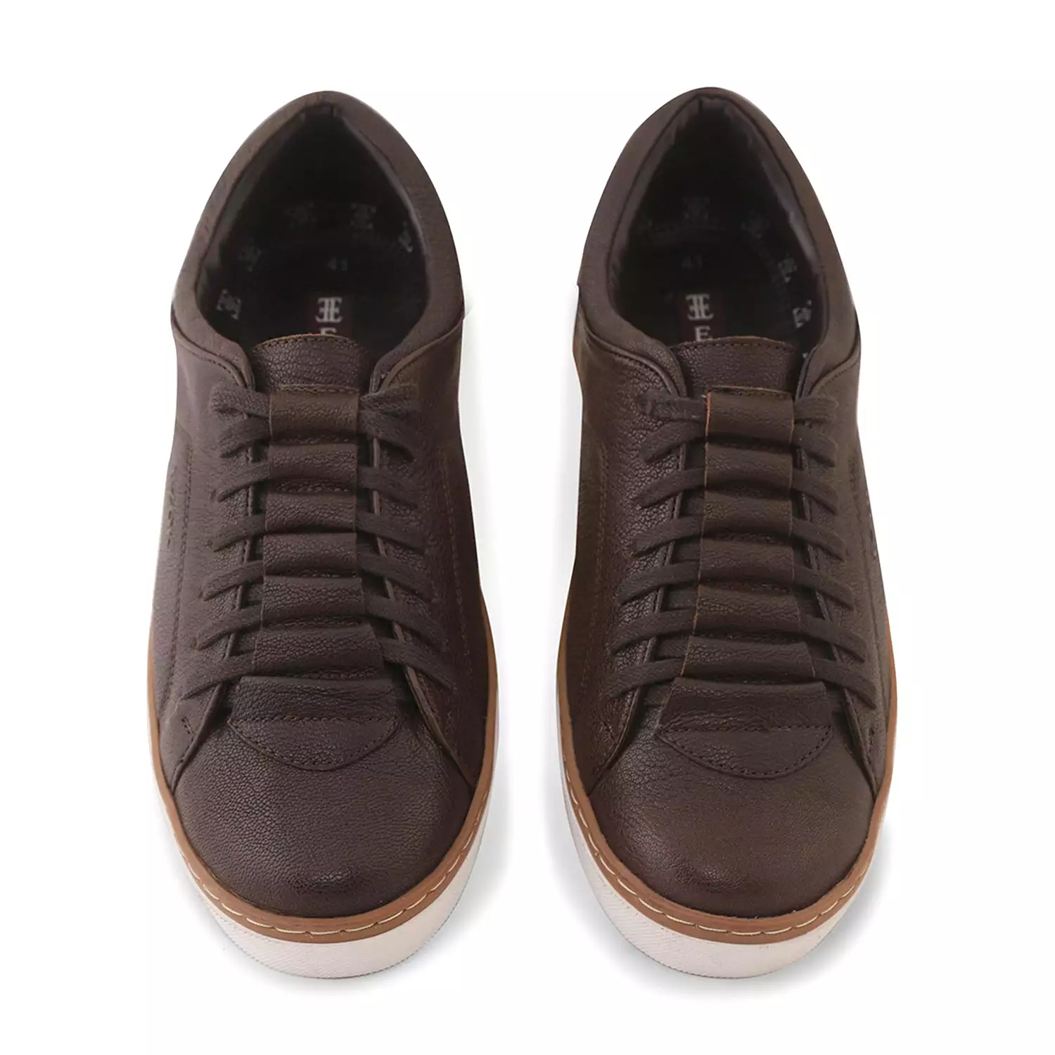 Ezok Men Brown Casual Leather Sneakers