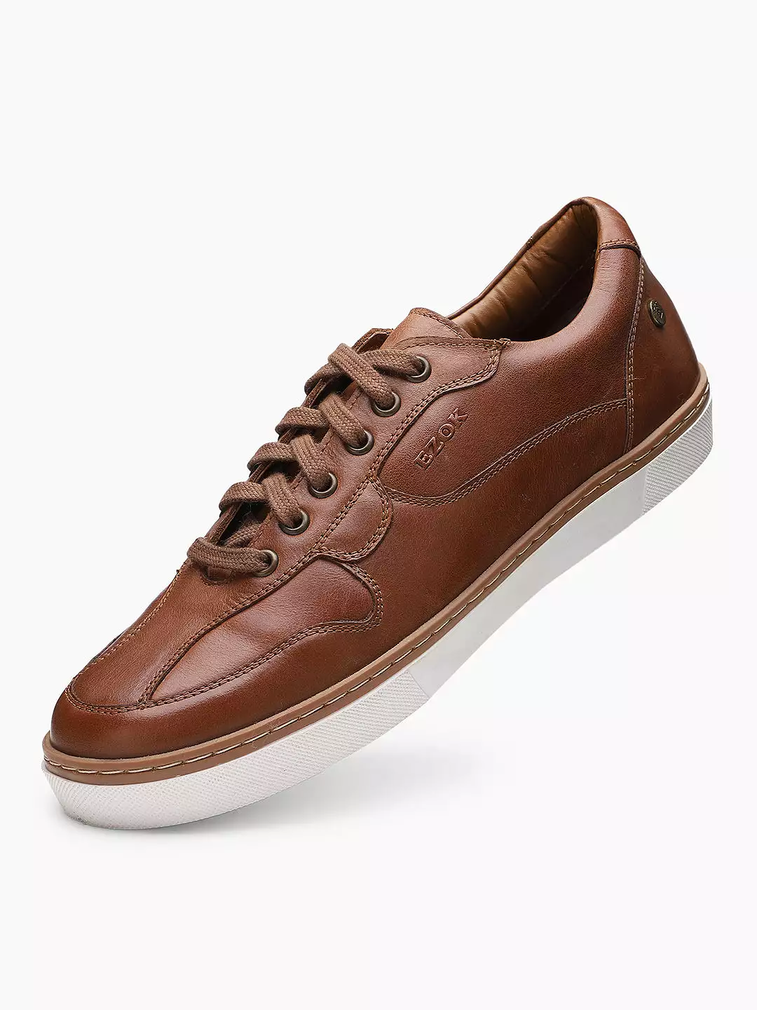 Ezok Men Sandy 2193 Tan Leather Sneakers