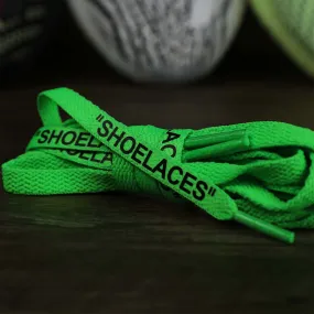 Flat Neon Green Shoelaces with “Shoelaces” Print | 120cm Capswag