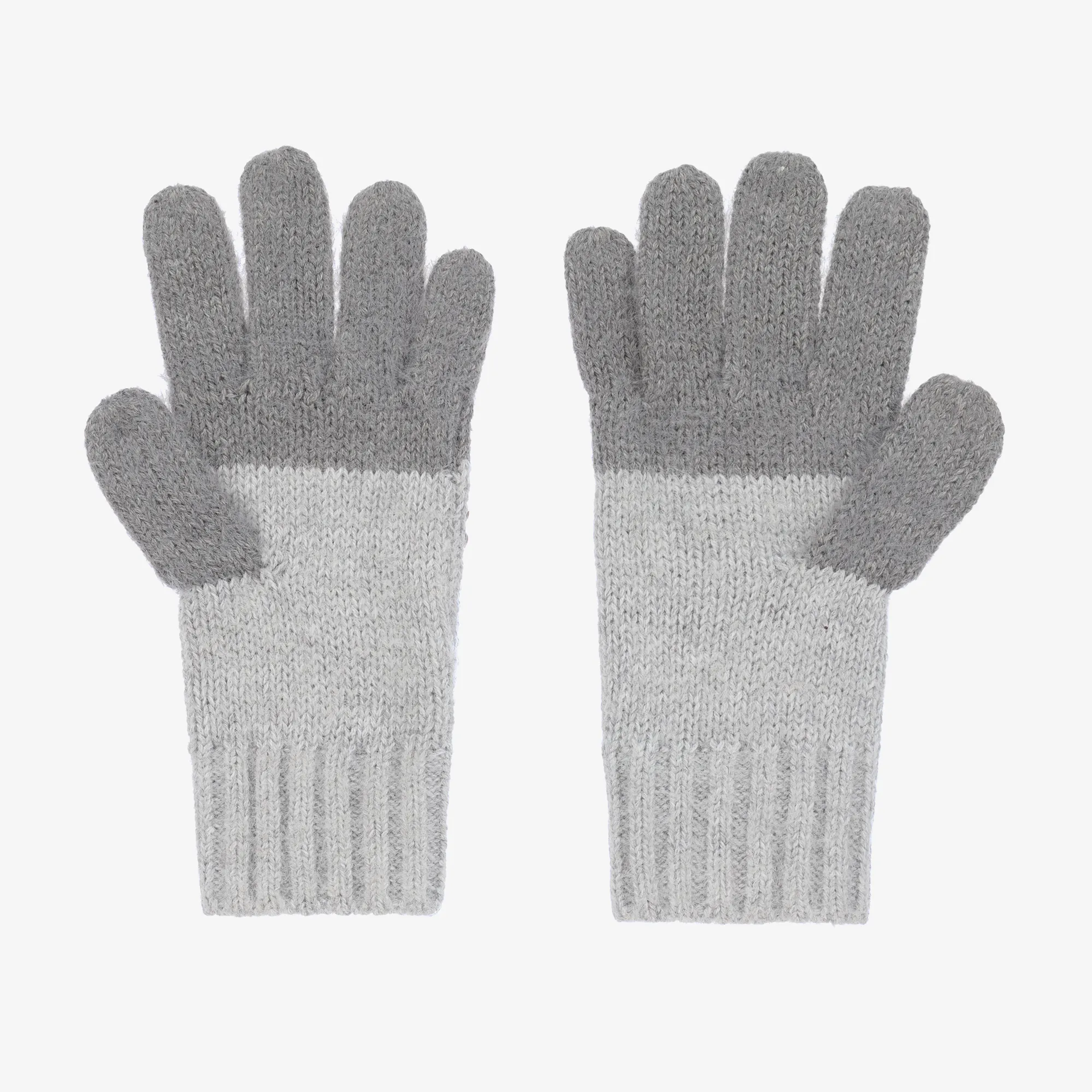 Girls Grey Cotton Knit Gloves