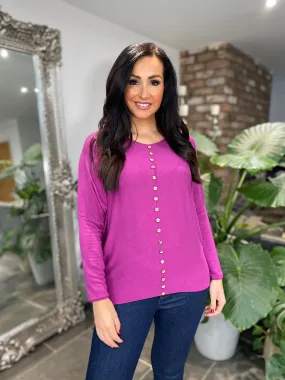 Grape Button Knit Top Amy