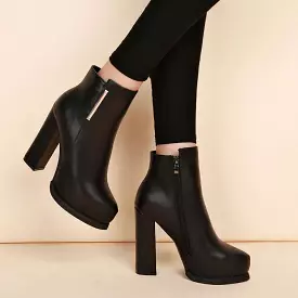 High-Heels Ankle Leather Boots