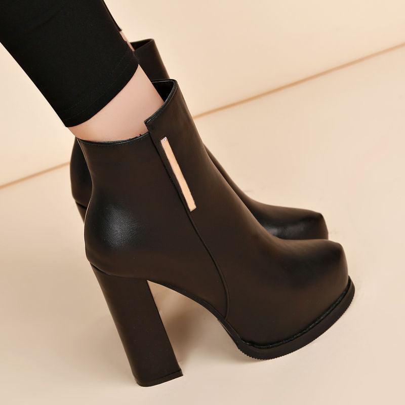 High-Heels Ankle Leather Boots