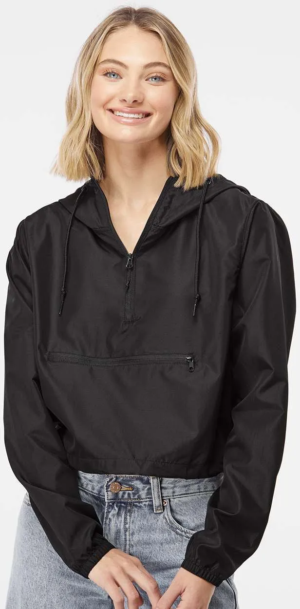 Independent Trading Co. Ladies Lightweight Quarter-Zip Pullover Crop Windbreaker