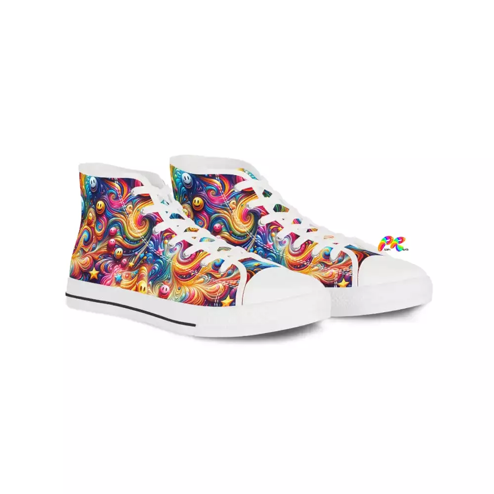 Joyful Whirls Men's High Top Rave Sneakers