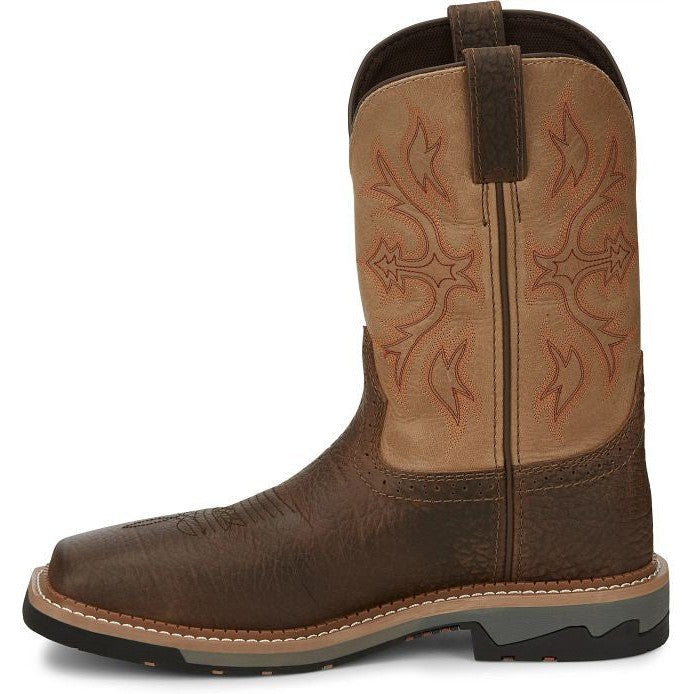 Justin Men's Bolt 11 Comp Toe WP Western Work Boot -Brown- SE4103