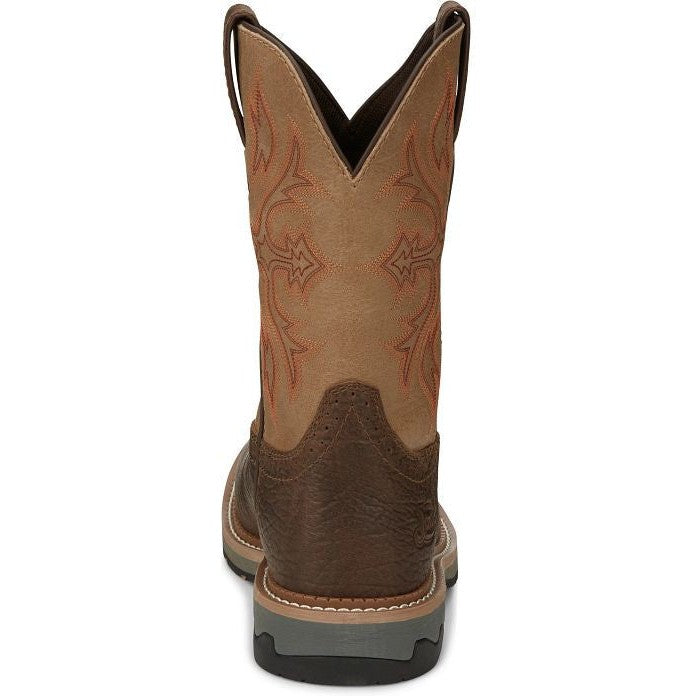 Justin Men's Bolt 11 Comp Toe WP Western Work Boot -Brown- SE4103