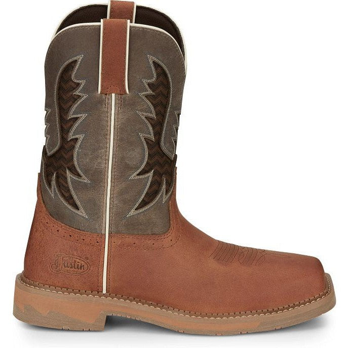 Justin Men's Bolt 11 Square Toe Western Work Boot -Brown- SE4110