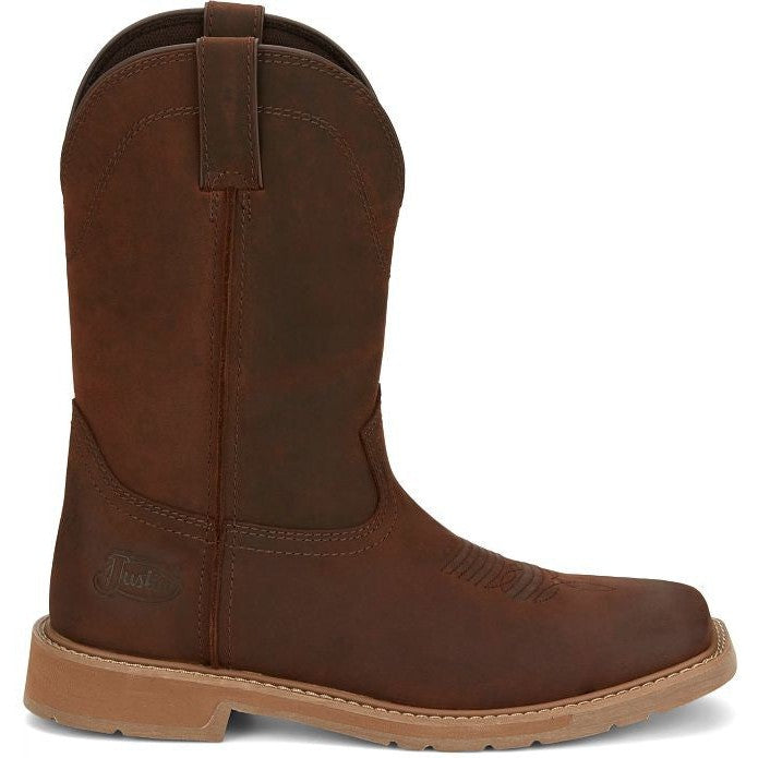 Justin Men's Buster 11 ST Pull On WesternvWork Boot -Brown- SE3100