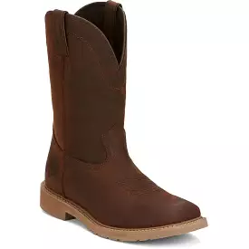 Justin Men's Buster 11 ST Pull On WesternvWork Boot -Brown- SE3100