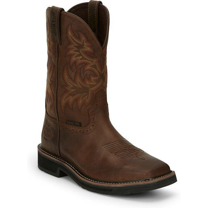 Justin Men's Driller 11 Steel Toe Western Work Boot -Brown- SE4682