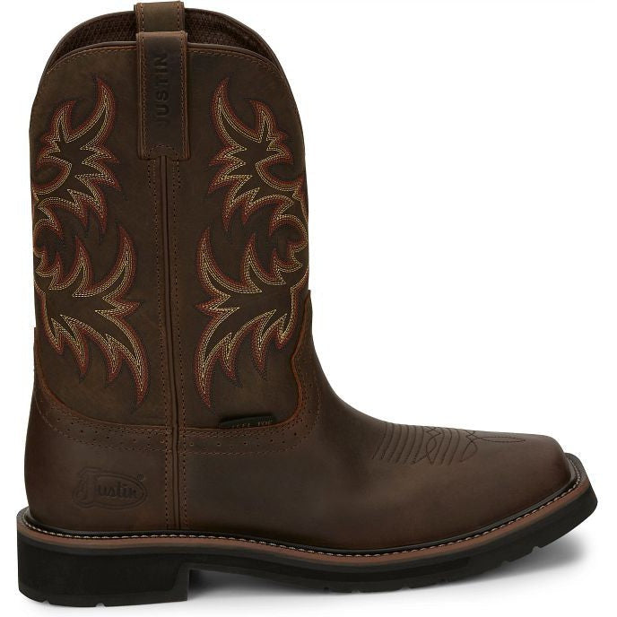 Justin Men's Driller 11 Steel Toe Western Work Boot -Brown- SE4682