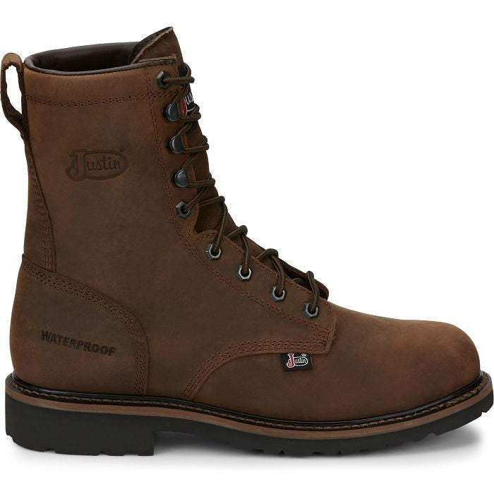 Justin Men's Drywall 8 Steel Toe WP Western Work Boot -Brown- SE961