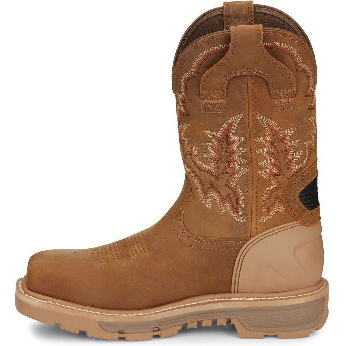 Justin Men's Montana 11 Nano Comp Toe Western Work Boot- Brown- CR2124