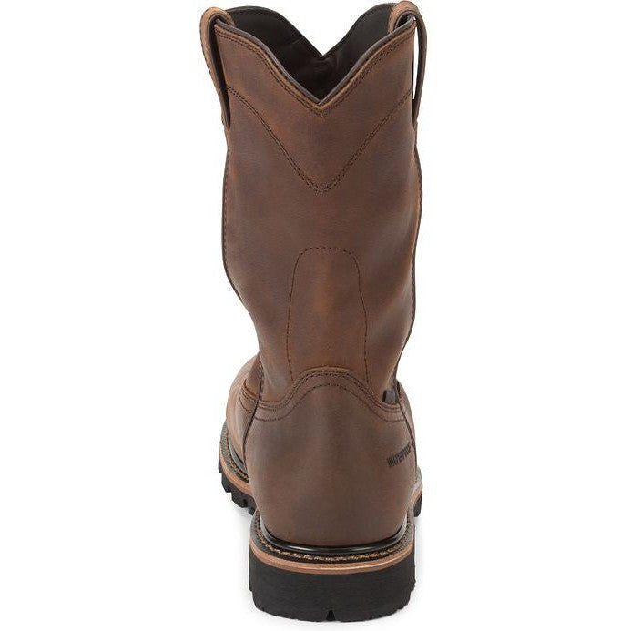 Justin Men's Pulley 10 Comp Toe WP Western Work Boot -Brown- WK4630