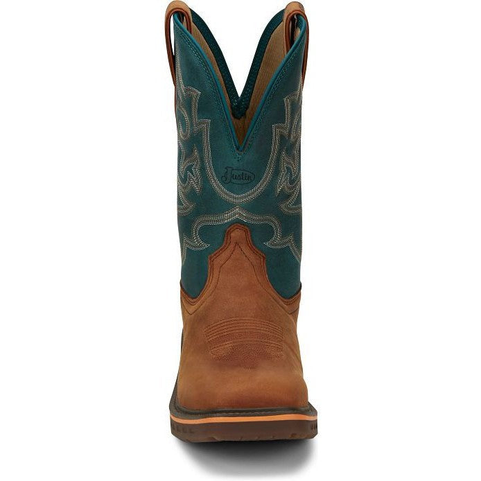 Justin Men's Resistor 11 Square Toe Western Work Boot -Blue- CR4009