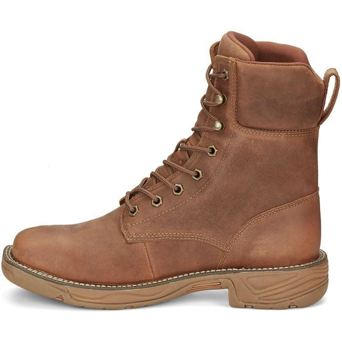 Justin Men's Rush 8 WP Lace Up Western Work Boot -Brown- SE467