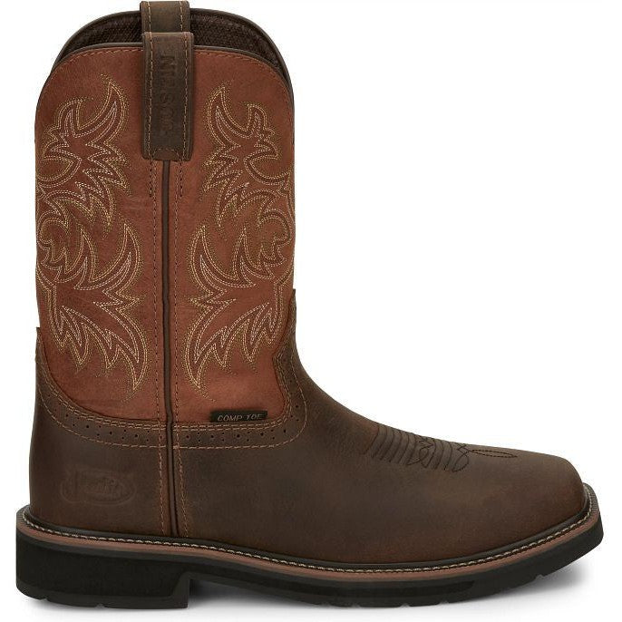 Justin Men's Switch 11 Composite Toe Western Work Boot -Brown- SE4812