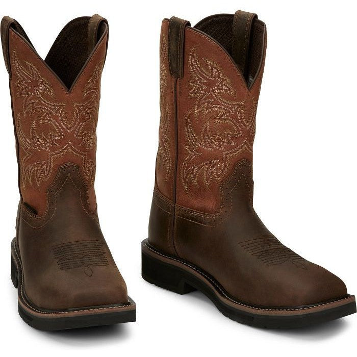 Justin Men's Switch 11 Composite Toe Western Work Boot -Brown- SE4812