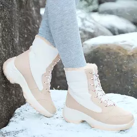 Ladies Trendy Fur Lace Up Snow Ankle Boots