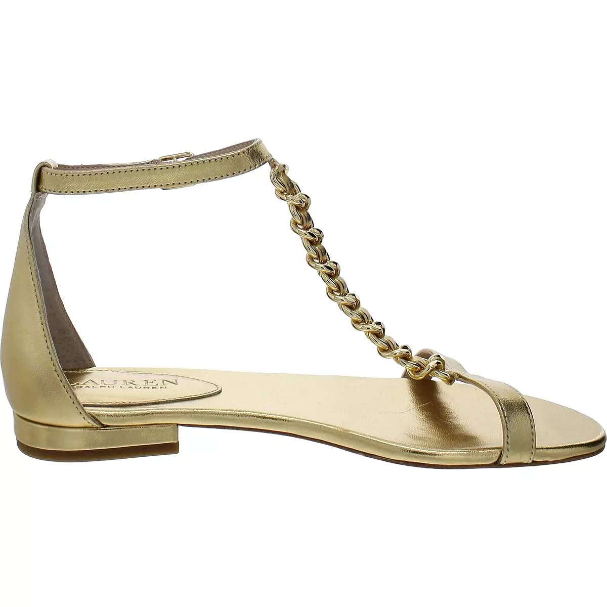 Lauren Ralph Lauren Womens Elise Leather Flat Ankle Strap