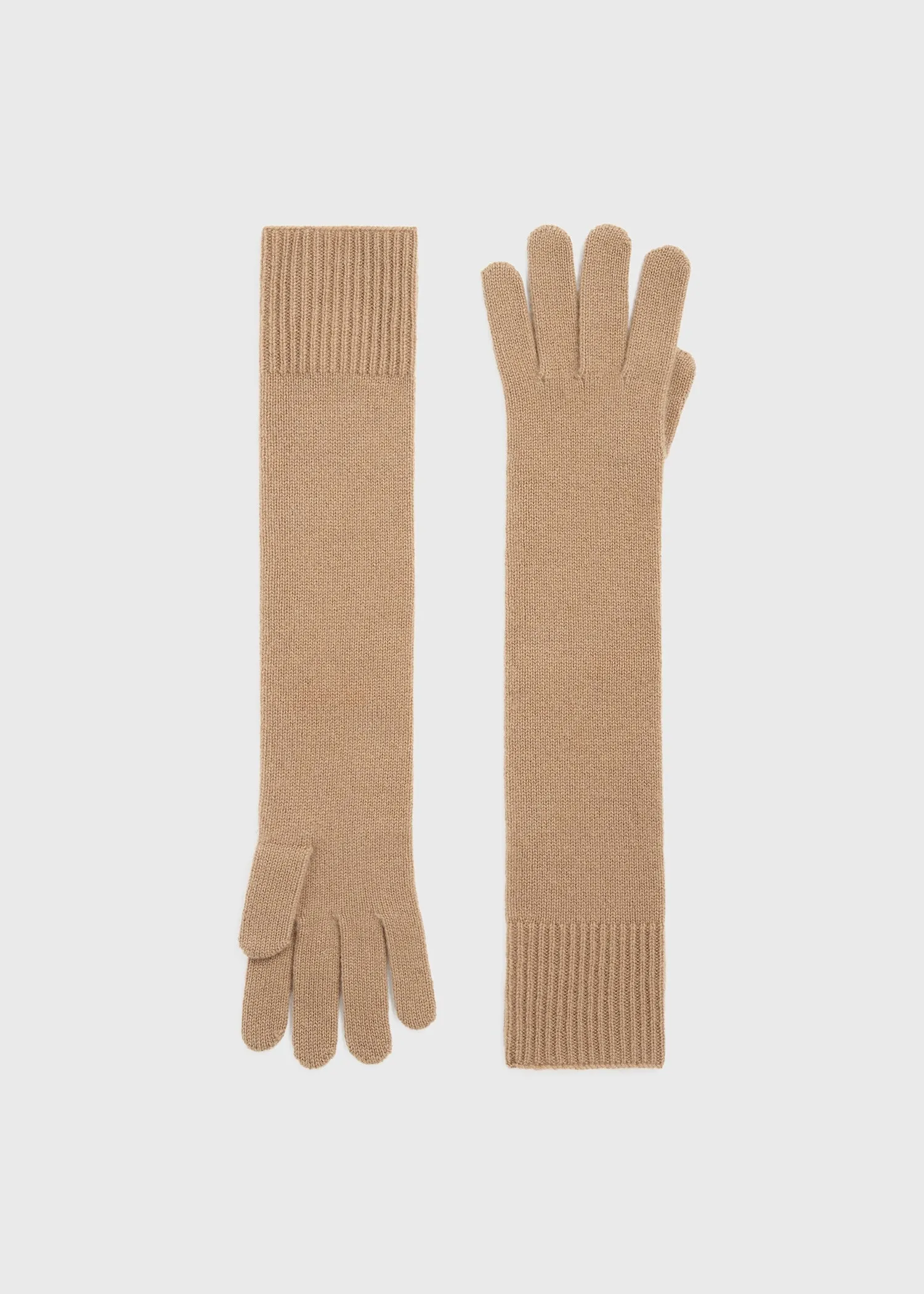 Long knit gloves camel