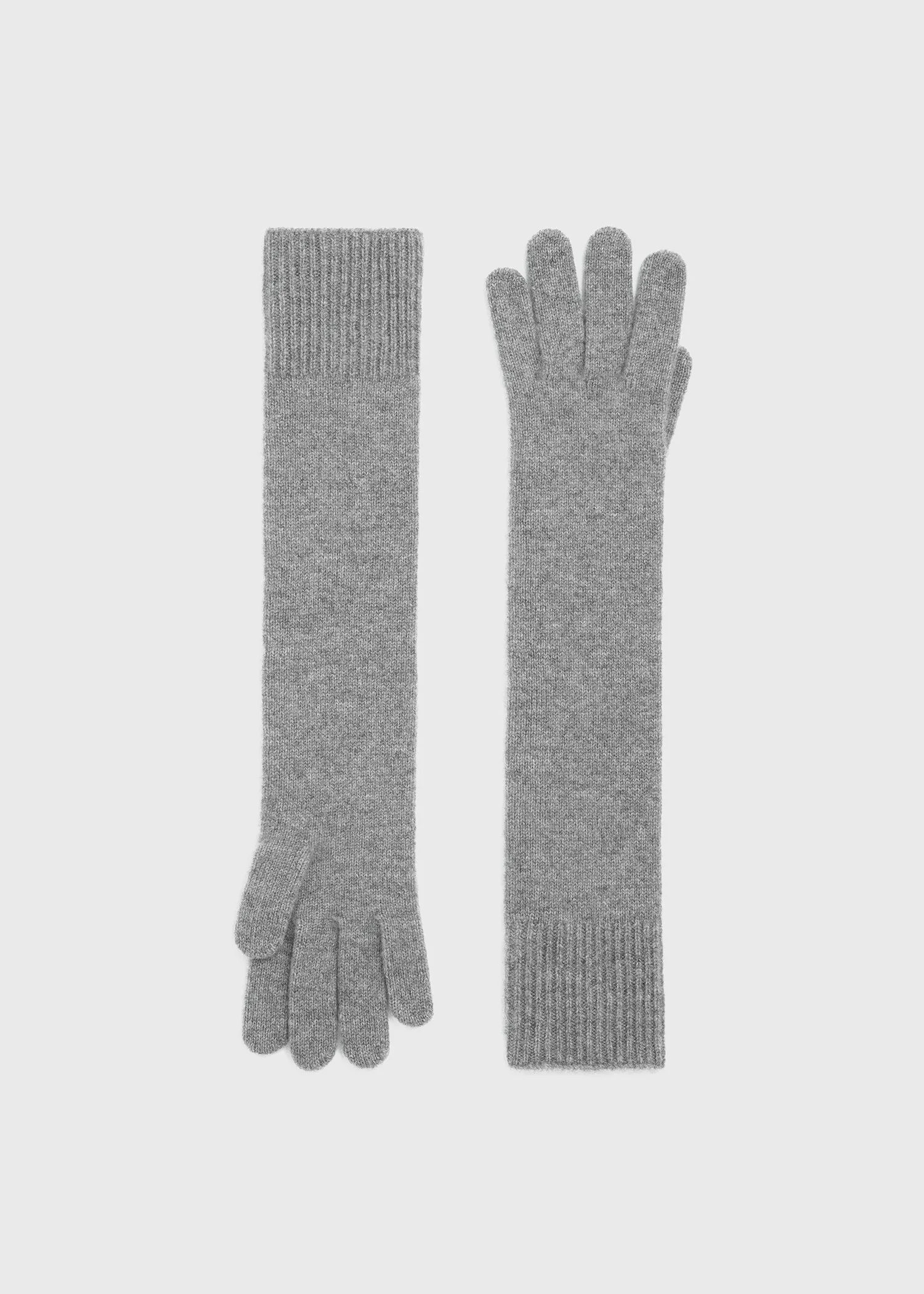 Long knit gloves grey mélange