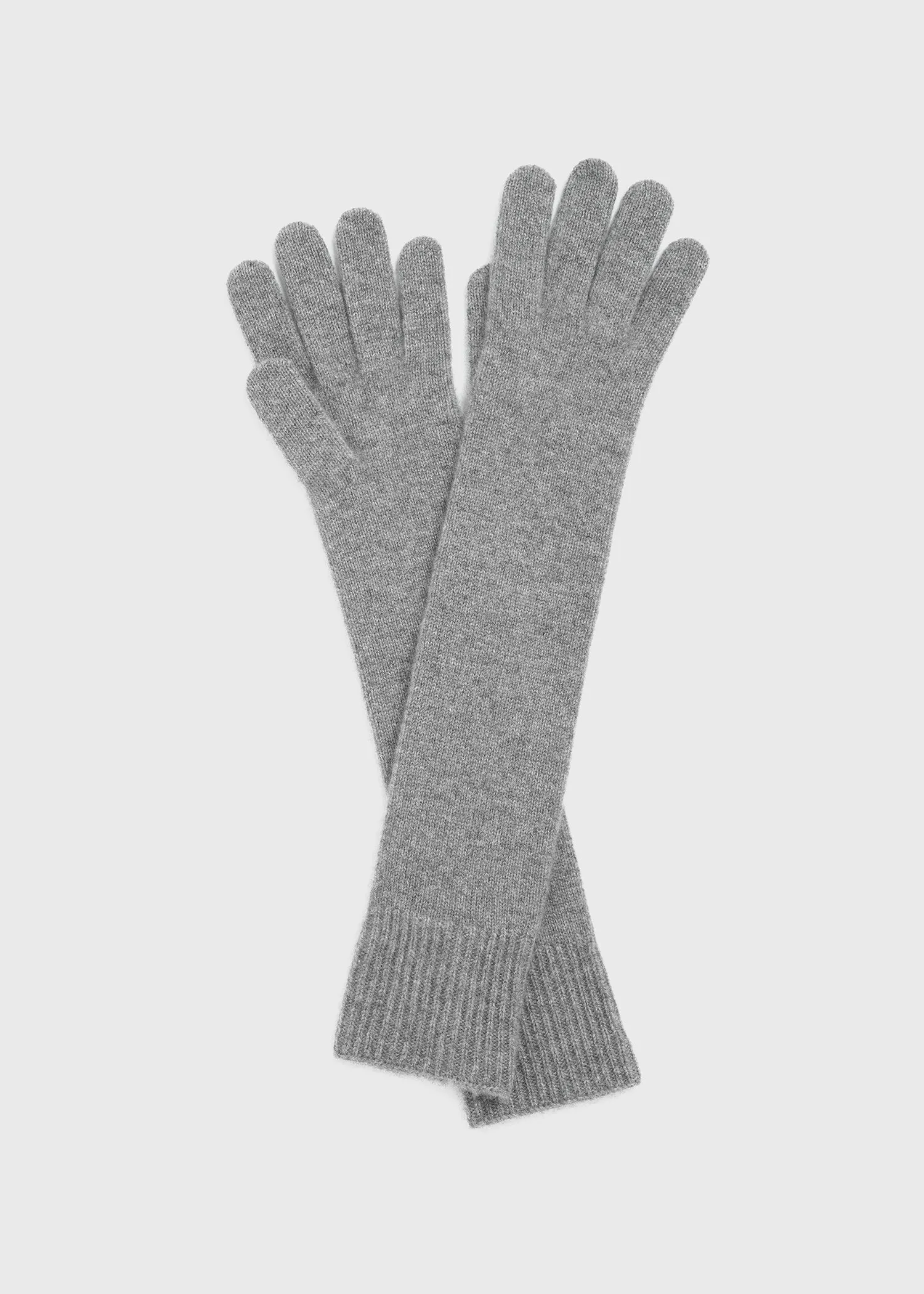 Long knit gloves grey mélange