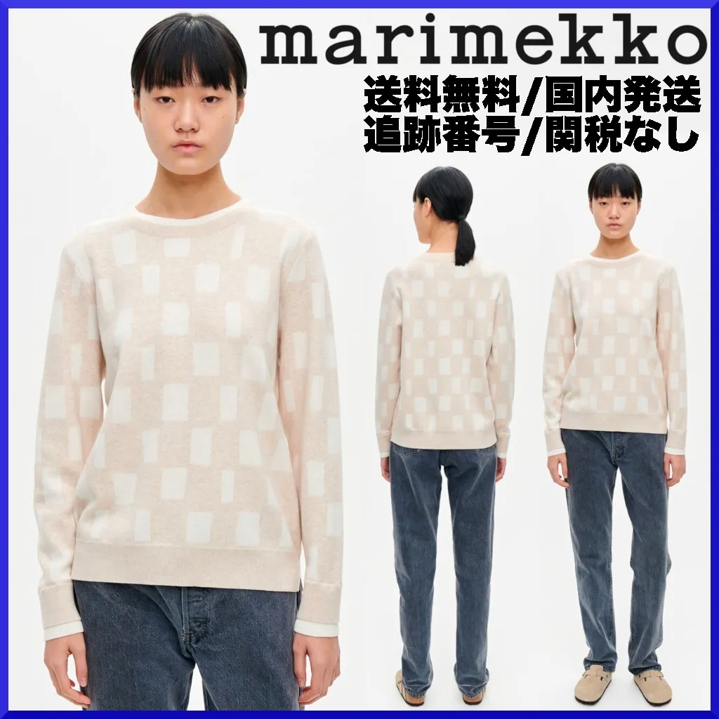 marimekko  |Crew Neck Casual Style Wool Long Sleeves Cotton Medium