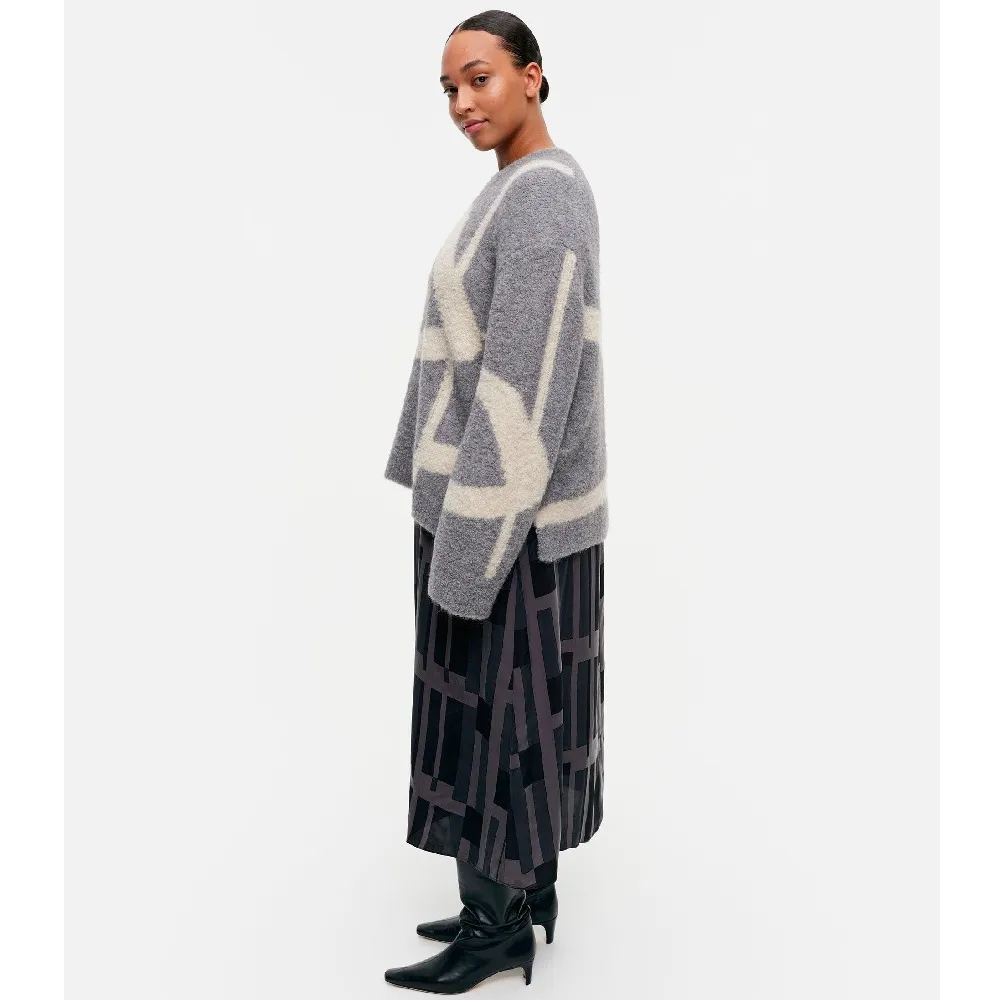 marimekko  |Crew Neck Casual Style Wool Nylon Rib Long Sleeves