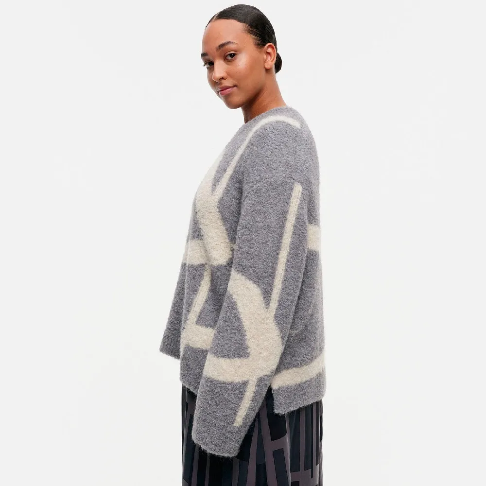 marimekko  |Crew Neck Casual Style Wool Nylon Rib Long Sleeves