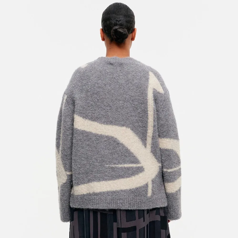 marimekko  |Crew Neck Casual Style Wool Nylon Rib Long Sleeves