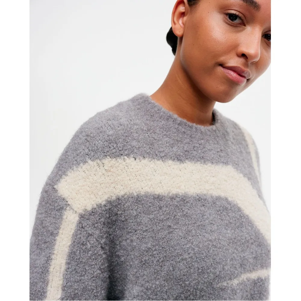 marimekko  |Crew Neck Casual Style Wool Nylon Rib Long Sleeves