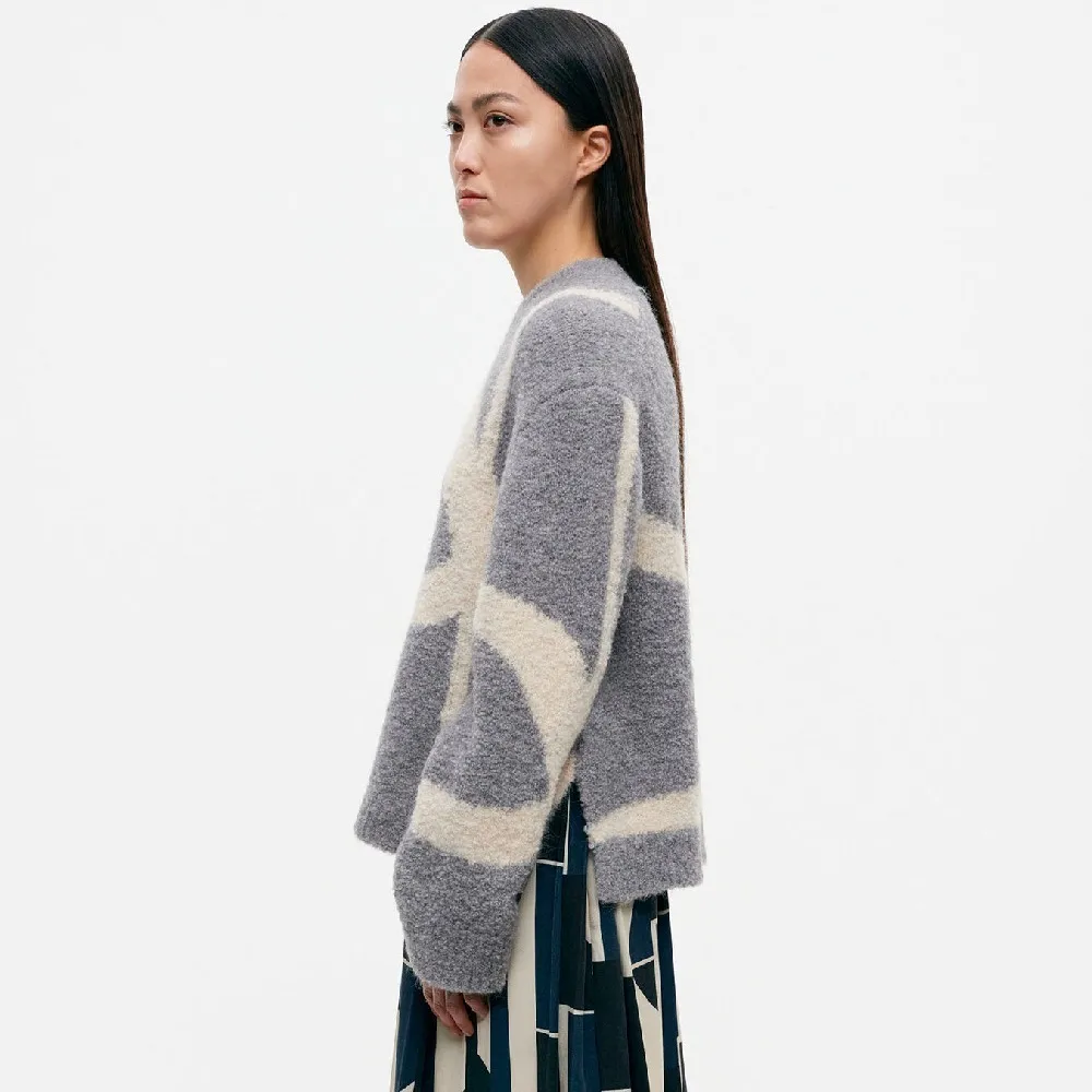 marimekko  |Crew Neck Casual Style Wool Nylon Rib Long Sleeves